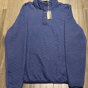 Holderness & Bourne Mens Medium Navy Snap Pullover Jacket Golf Sweater NWT